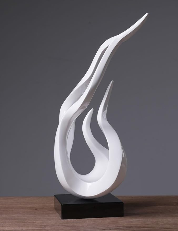 Abstract Sculpture Decor Modern Art Gift Holy Flame Figurine Statue for Home Office Living Dining Room White 16.5 Inch