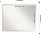Amanti Art White Wall Mirror 25x31 Basic White Narrow Rectangle Bathroom Mirror for Wall Decor Living Room, Large Casual Wood Frame, Hangs Horizonally and Vertically, Bathroom Decor, Beveled Edge