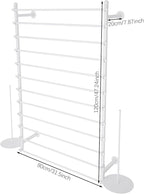 12-Tier Wall Mounted Scarf Rack, Scarf Display Rack, Towels Storage Hanger, Commercial Hijab Scarf Holder Organizer Space Saving for Retail Stores, Boutiques, Home (White, 31.5in Width)