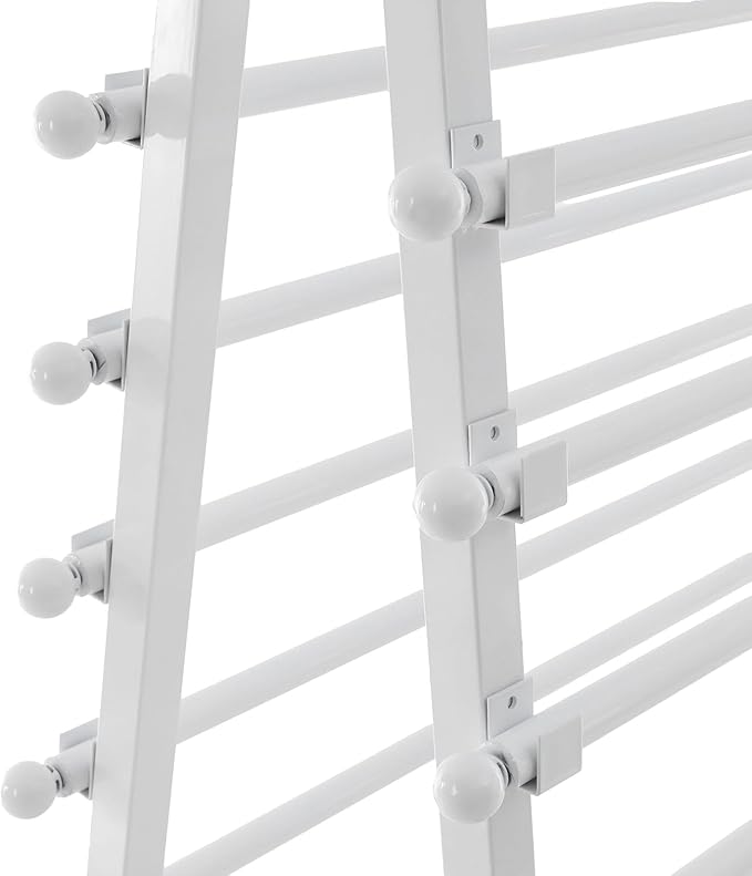 15 Tier Ribbon Holder Organizer Rack, Movable Scarf Towel Holder, Double-Sided Scarf Rack with Lockable Wheels, Floor Standing Ribbon Organizer for Craft Room Cake Shop Flower Store (White)
