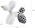 Resin Balloon Dog Sculpture - Collectible Figurines Decor for Home | Office Desktop Resin Decors Balloon Dog Decor (White Grid)