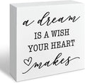 Motivational Home Decor, A Dream Is A Wish Your Heart Makes, Nursery Quote, Rustic Home Decor, Inspirational Art, Gift for Dreamers, Housewarming Gift, Box Sign Decoration Tabletop, 5.1x5.1inches