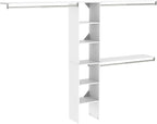 ClosetMaid SuiteSymphony Wood Closet Organizer Kit with Tower, 3 Hang Rods, Top Shelves, Adjustable, Fits Spaces 5 - 9 ft. Wide, Pure White