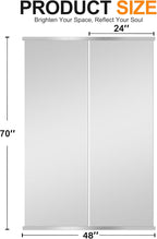 Delma Home Gym Mirror,70''x24''x2PCS Silver,Large Full Body Tempered Glass Frameless, Wall-Mounted for Gym, Yoga, Garage, Bedroom, Bathroom