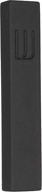 A&S Mezuzot Modern Concrete Mezuzah Case with Scroll, Easy Peel and Stick Mezuza (Black+ Engraved Shin, 5 Inches)