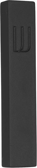 A&S Mezuzot Modern Concrete Mezuzah Case with Scroll, Easy Peel and Stick Mezuza (Black+ Engraved Shin, 9 Inches)
