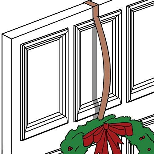 Haute Decor HighProfile Curved Wreath Hanger (Brushed Nickel) - Strong Metal Over The Door Wreath Holder Hook for Doors with Raised Features and Trim