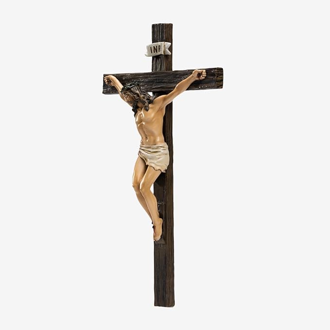 Kreative&Kind Catholic Crucifix Wall Cross, 10 Inch Jesus Cross for Wall, Hanging Realistic Crucifix Catholic Cross, Crucifijos Catolicos, Cristos Catolicos Home Décor, Religious Wall Art for Altar, Religious Gift