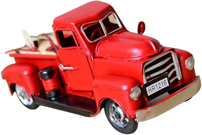 ABOOFAN Vintage Handmade Iron Car Model Retro Metal Desktop Ornament Red Decorative Toy for Decor Unique Craftsmanship for Car Enthusiasts