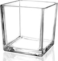 1 Pack Square Glass Vase 4" x 4" x 4", Clear Flower Vase for Centerpieces, Candle Holder for Wedding Party Events, Home Décor