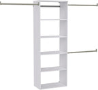 ClosetMaid SuiteSymphony Hanging Closet Kit Includes (1) Tower, (3) Closet Rods, and (6) Shelves, White