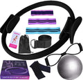 Pilates Essentials Kit for Women, Pilates Kits for Home Workouts Women Yoga Sets Hip Exercise Band Yoga Ball Figure 8 Resistance Band Fitness Equipment