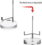 Hipiwe Clear Acrylic Display Stand Holder with Adjustable Metal Arms Display Easel Stands for Gemstones Fossils Minerals Agate Slabs Plates Crystals Saucers Collectibles, 2.8*2.8*4.1 inch