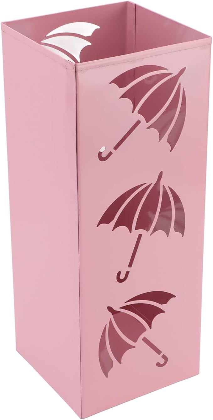 SIXRUN Metal Umbrella Holder Umbrella Stand Bucket Compact Space Saving Heavy Duty Anti Tip Over Iron Construction Powder Coated Rainproof Rust Hollow Design for Quick Drying