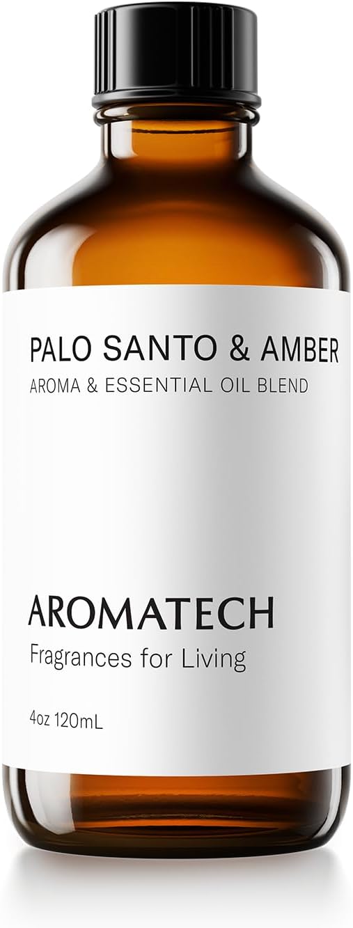 AromaTech Palo Santo & Amber Premium Aroma Oil – Grounding & Inspiring Home Fragrance with Notes of Clary Sage & Lavandin for Scent Diffusers, Cold-Air and UltraSonic Scent Machines (120 mL)