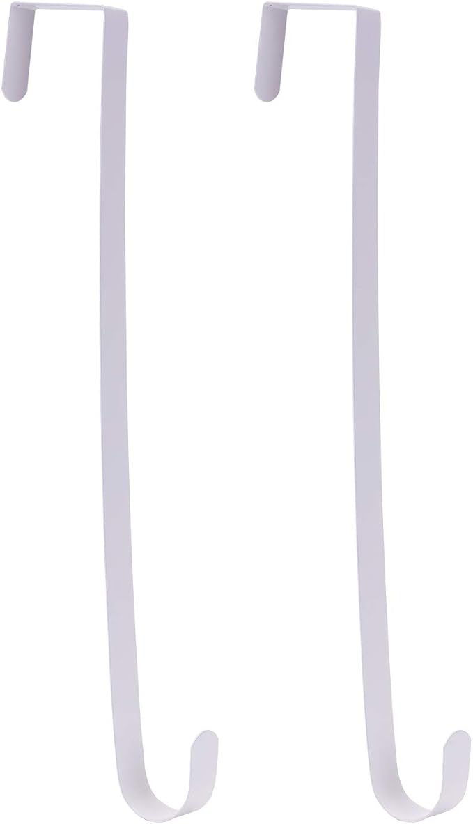 Sattiyrch 15" Wreath Hanger for Front Door,Sturdy Steel Wreath Door Hanger,Over The Door Hanger Hook (White,2)
