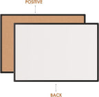 Cork Board Bulletin Board 20 x 30, Black Aluminium Framed Corkboard, Office Board for Wall Cork, Large Wall Mounted Notice Pin Board with 16 Push Pins for School, Home & Office