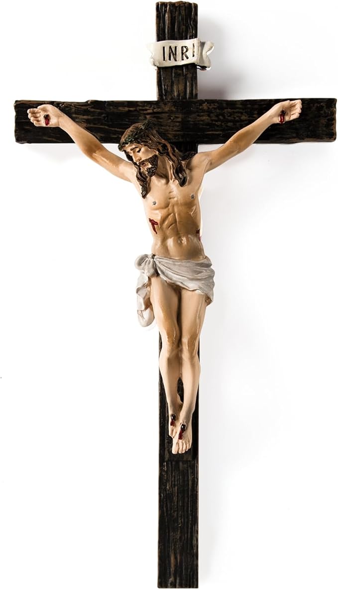 TALPGOD Crucifix Wall Cross,Jesus Cross Home Décor,Jesus Statue Catholic Hanging Crosses for Wall Art,Religious Wall Crucifix Decor,Crucifijos Catolicos Crosses Wall Decor 10 Inch