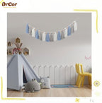 DrCor Blue White Coastal Boho Wall Garland for Nursery, Kids Room, Beach House, Classroom, Back to School & Baby Shower Decor