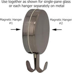 Haute Decor Attract Magnetic Wreath Hanger (Brushed Nickel) - Set of 2 Magnets - for 2 Metal Doors/Surfaces or 1 Single-Pane Glass Door/Window - Holds up to 10lbs.