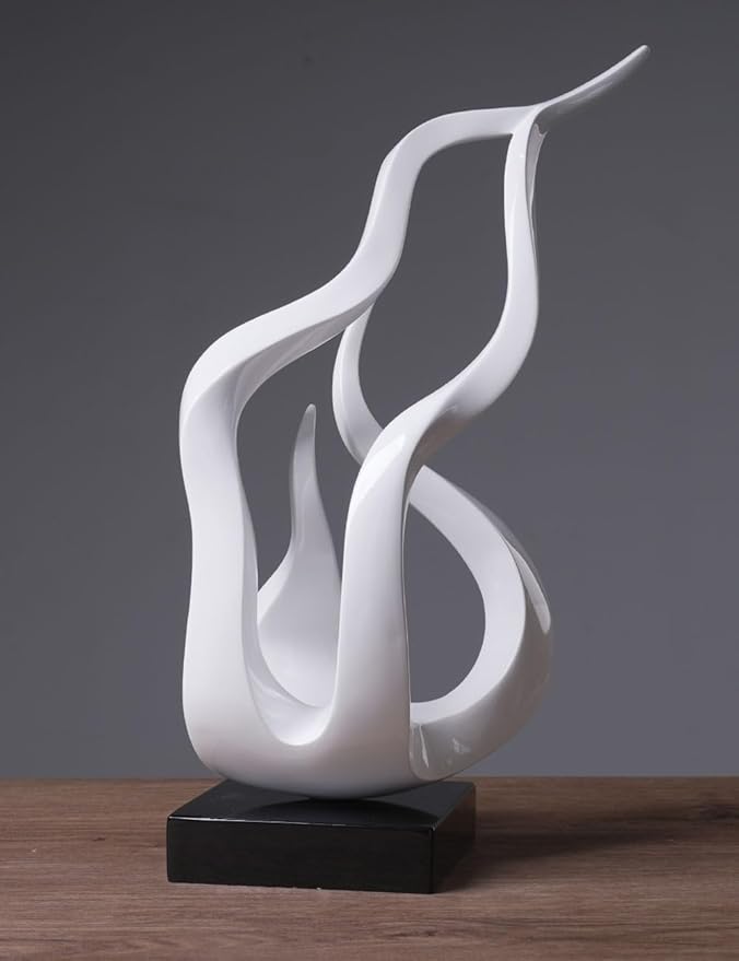 Abstract Sculpture Decor Modern Art Gift Holy Flame Figurine Statue for Home Office Living Dining Room White 16.5 Inch