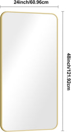 Gold Bathroom Mirror,24x48 inch Wall Mirror for Bathroom Wall Mounted,Round Rectangle Mirror for Bathroom Over Sink,Modern Frame for Home Decor Living Room,Bedroom Entryway,Horizontal/Vertical