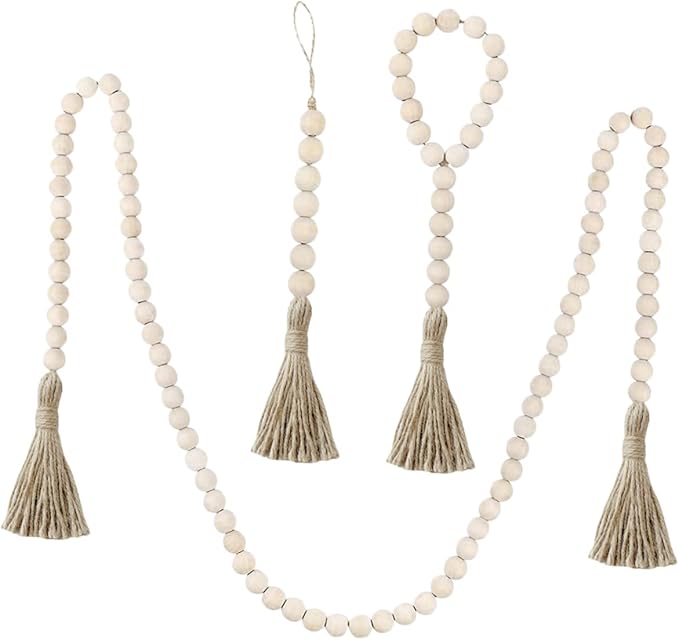 1 Set Rustic Wooden Beads with Tassels and Rope Versatile Wall Decor for Living Room Bedroom Office and Garden Stylish Home Decoration for Festivals and Parties