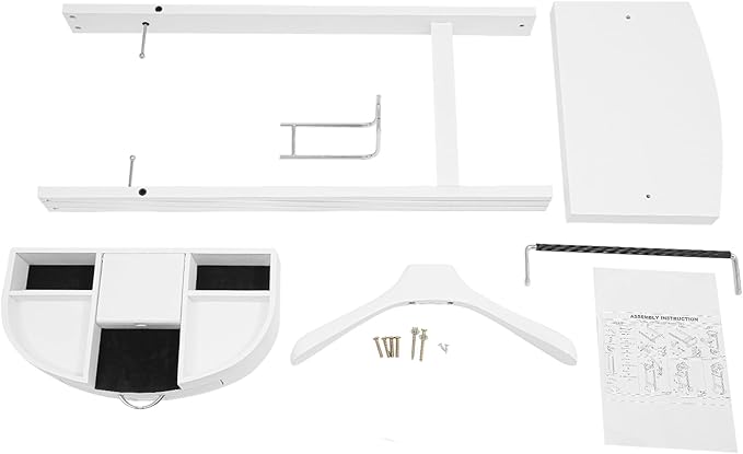 Suit Valet Stand for Men, Freestanding Clothes Stand with Sturdy Base, White Wood Suit Stand for Homes, Offices, Hotels
