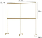 Industrial Pipe Clothing Rack, Double Rod Clothes Rack for Hanging Clothes, Heavy Duty Metal Garment Rack for Home Retail Boutique (Gold)