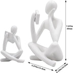 Gold Reading Women Statue, Thinker Sculptures, Abstract Art Ornament, Modern Aesthetic Figurine Decoration, Suitable for Home Living Room Bedroom Office Shelf Table Desk Bookshelf Decor (White Right)