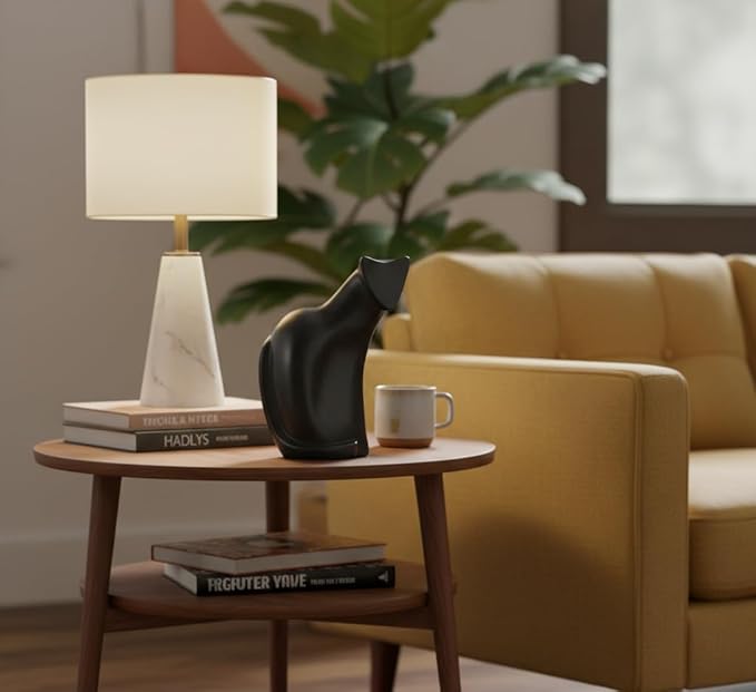 Young's Inc Modern Black Cat Resin Figurine Sculpture, Minimalist Cat Statue Home Decor, Abstract Cat Tabletop Accent for Living Room Shelf Desk Mantel, Contemporary Animal Art Decor, 10 Inch