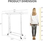White Double Rod Garment Rack for Hanging Clothes, Rolling Clothes Organizer on Commercial Metal with Lockable Wheels Mobile Design for Coats Dresses