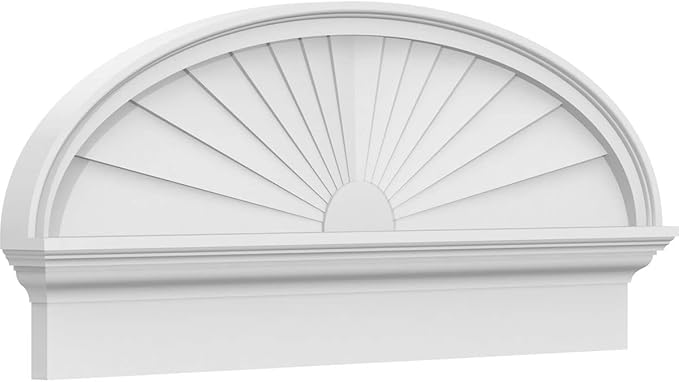 38" W x 16-3/8"H x 2-3/4"P Elliptical Sunburst Architectural Grade PVC Combination Pediment