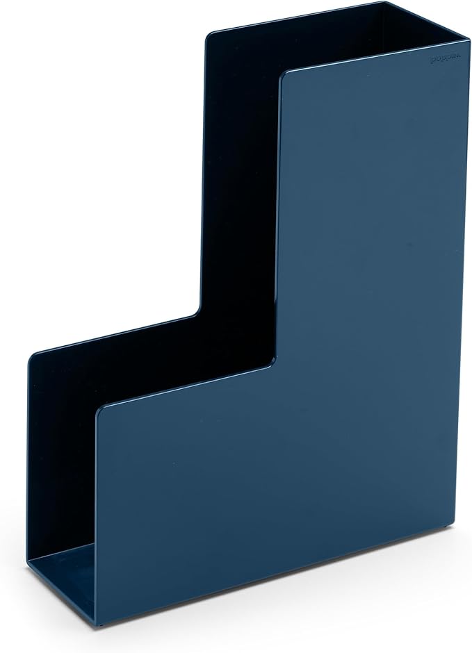 Poppin Magazine Holder - Durable Hard Plastic Magazine and File Organizer, Lacquer-Like Finish, Desk Organizer, Multiple Colors Available (Slate Blue)