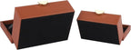 HofferRuffer Faux Leather Jewelry Boxes, Decorative Boxes Storage Accessory Organizer with Gold Hardware Decor, Classic Vegan Leather Set of 2 Pieces (Brown)