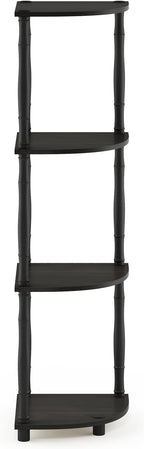 Furinno Turn-N-Tube 4-Tier Corner Display Rack Multipurpose Shelving Unit with Classic Tubes, Espresso/Black, 18114EX/BK, Espresso/Black Classic Tube
