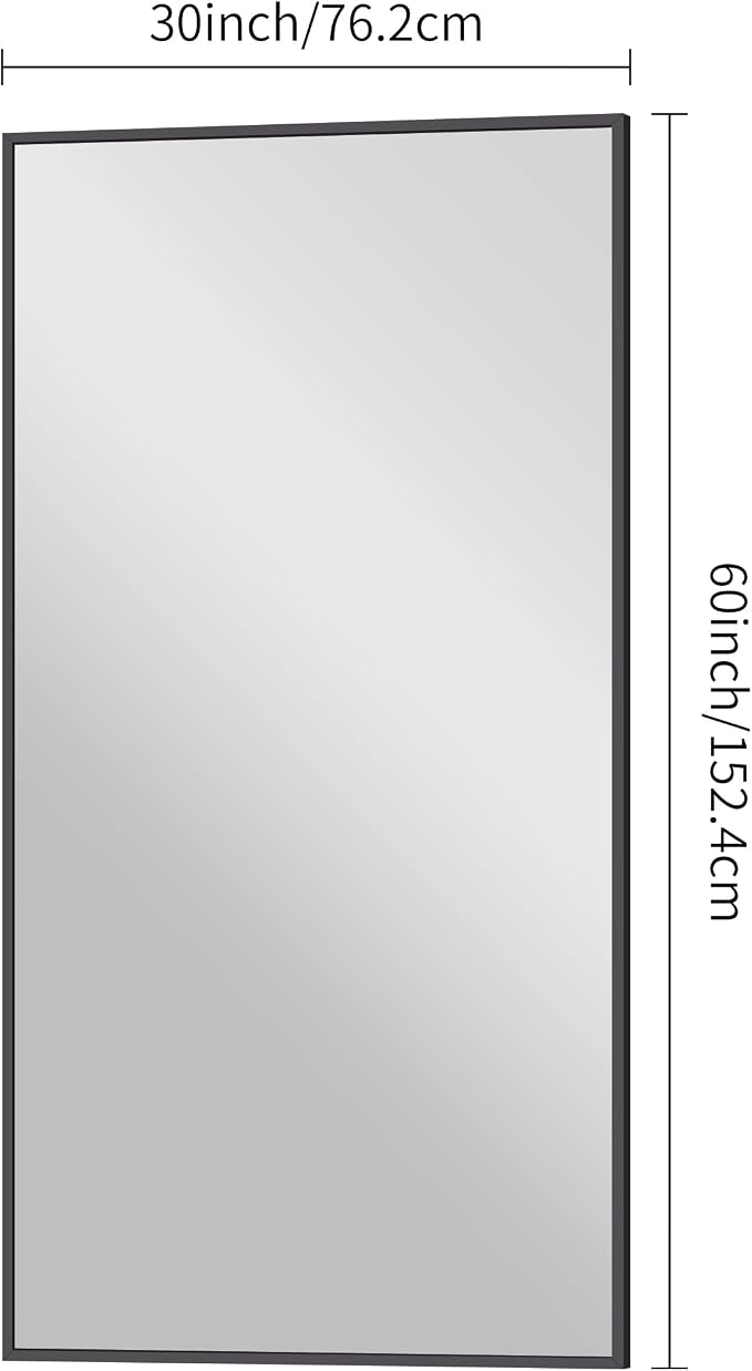 BONEWEI Bathroom Mirror,30x60 inch Large Wall Mirror for Bathroom Wall Mounted Black Rectangle Corner Mirrors,Black Bathroom Mirror for Living Room,Farmhouse,Bedroom Entryway,Horizontal/Vertical
