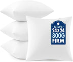 MIULEE Throw Pillows Inserts, Pack of 4 24x24 Inch 100% Virgin Fiber Filling Bed Couch Pillows