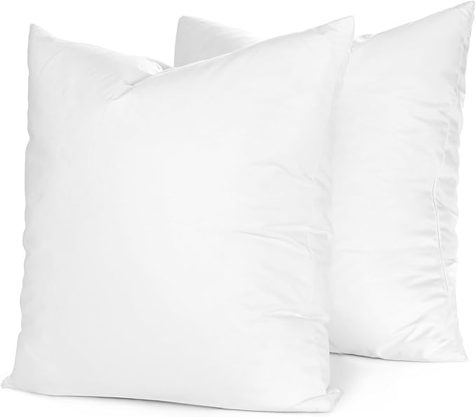 Continental Bedding | Down Alternative Throw Pillow Insert | 100% Cotton 250TC Shell | Medium Loft Decorative Cushion | 22x22 | 2 Pack