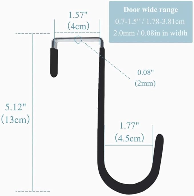 Black Wreath Hanger, Strong Bearing Fall Wreath Christmas Halloween Decorations Carbon Steel Wreath Door Hook 5" Height Wreath Hangers, Front Door Metal Over The Door Single Hook, Wreath Hangers