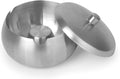 JSVER Stainless Steel Cigar Ashtray with Lids for Home Office Decoration, Outdoor Patio, Balcony (Silver)