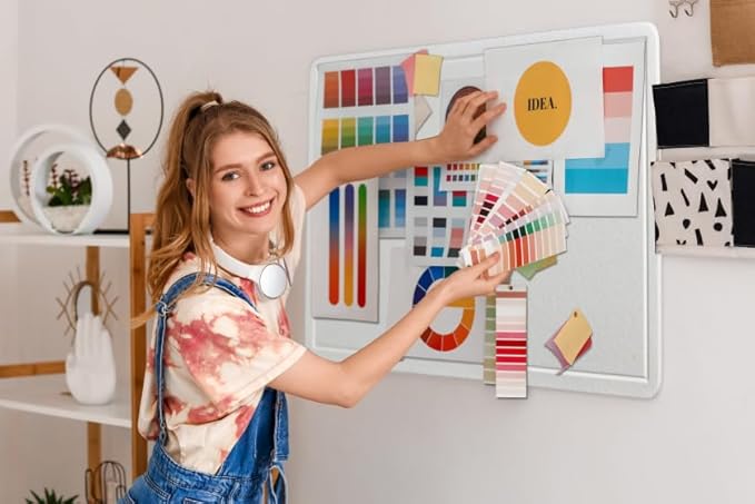 Large Bulletin Board - Foldable 24x18 Inches Cork Board Alternative with 20 Push Pins, Self-Adhesive Felt Bulletin Board for Wall, Home Office Classroom Decor