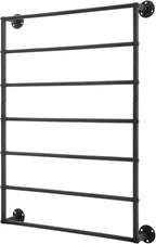 7-tier Wall Mounted Scarf Rack, Scarf Display Rack, Towels Storage Rack, Commercial Hijab Scarf Holder Organizer Space Saving for Retail Stores, Boutiques, Home (Black, 7 Tiers)