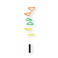 Tri-Tone Harmony Mobile: A Vibrant Orange, Green, and Yellow Hanging Décor with Six Dynamic Triangles