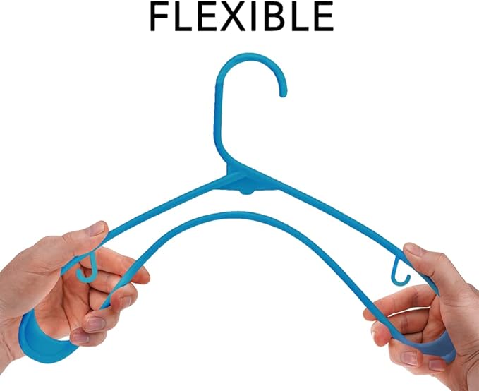 Sharpty Plastic Hangers Clothes Hangers for Clothing, Closet, Coats & Shirts - Durable & Space Saving - for Everyday Standard Use, Room Essentials & Basics - 60 Pack - Blue