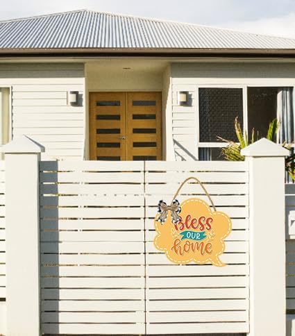 Bless This Home Sign for Front Door 12'' Bubble Shape Wood Sign Hanging Decor Outdoor sign for Farmhouse porch Wall Pediments Decorations