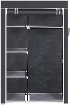 Portable Closet Wardrobe, Closet Storage Organizer Rack with Shelves and Cover for Hanging Clothes, Non-Woven Fabric, Quick and Easy to Assembly (64'', Gray)