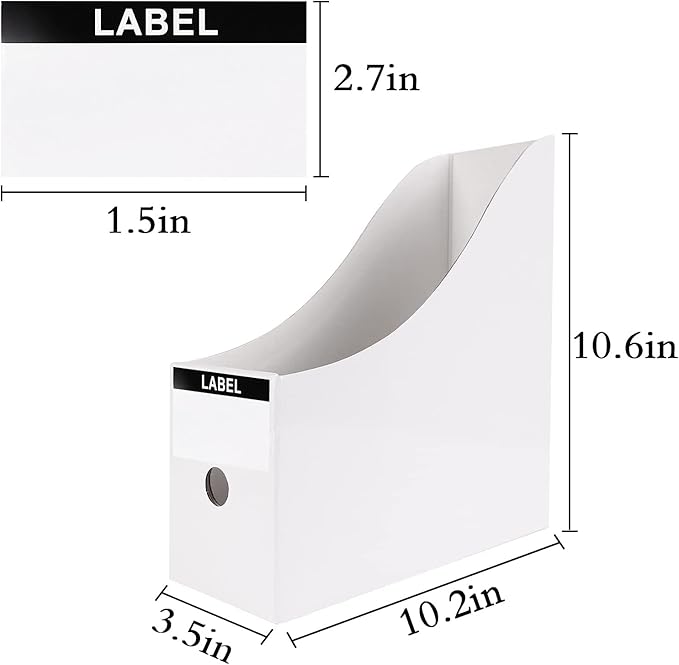 Limitliho Magazine Holde ( White, 6 Pack), Magazine File Holder for Home, Office, Desk, 10.6'' H×10.2'' L ×3.5''W Magazine Storage Box