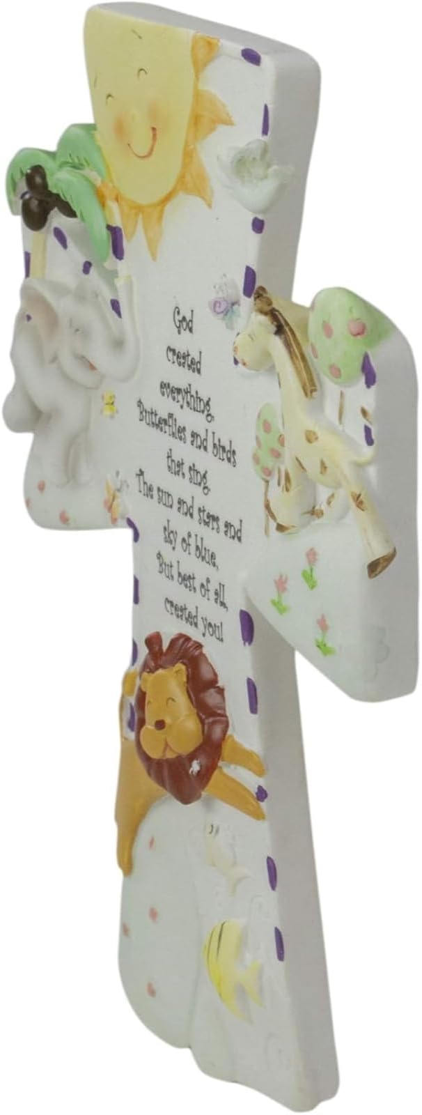 God Created Everything 7 inch Resin Stone Decorative Hanging Wall Cross