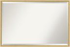 Amanti Art White Wall Mirror 25x37 Paige White Gold Rectangle Bathroom Mirror for Wall Decor Living Room, Large Modern Wood Frame, Hangs Horizonally and Vertically, Bathroom Decor, Beveled Edge